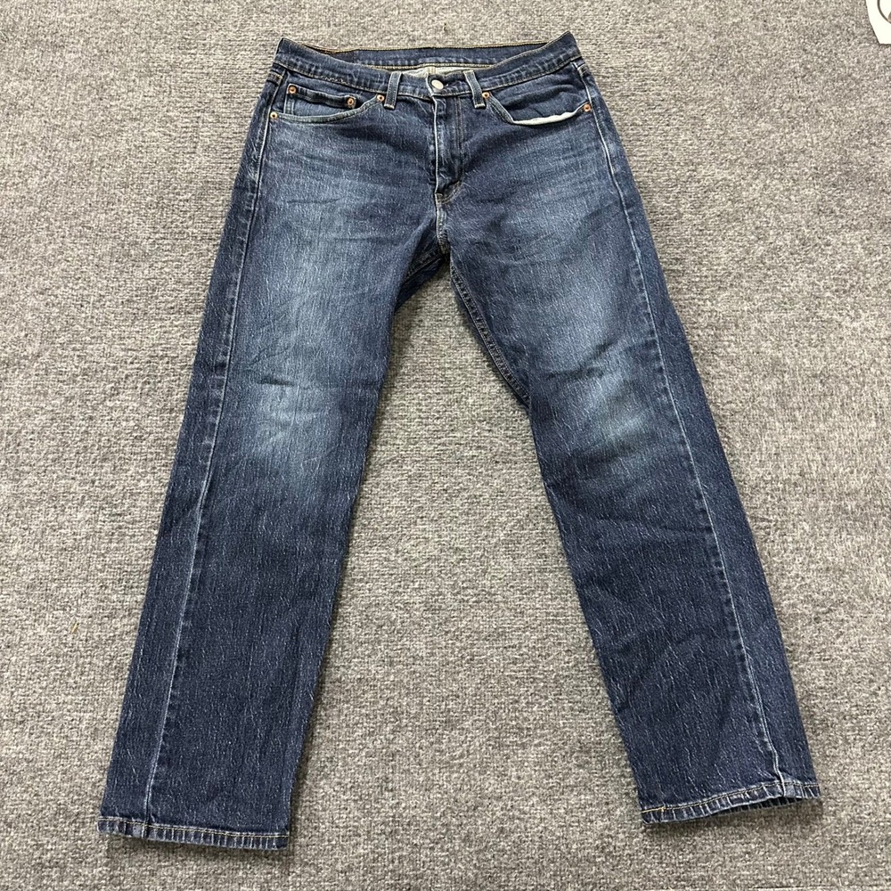Levi's Jeans Mens Size 32x30 Blue 505 Regular Fit Straight Leg Dark Wash Stretch